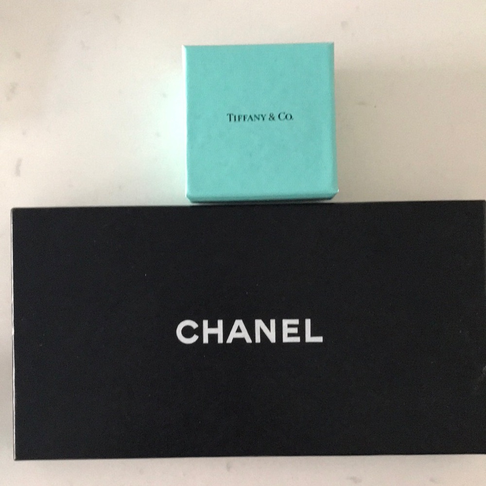 100% authentic Chanel Black Box with Tiffany & Co. Blue Pouch